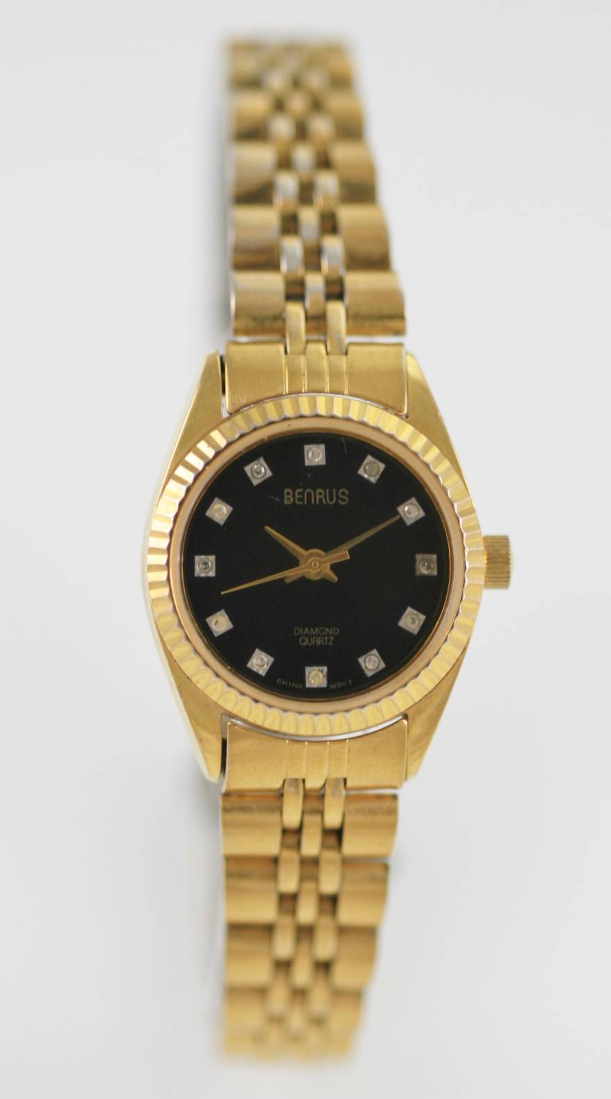 Benrus Diamond Black Women's Stainless Steel Gold Quartz Battery Watch